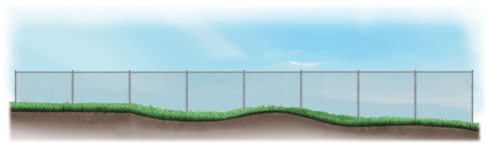 A level fence installed on uneven ground Houston Texas