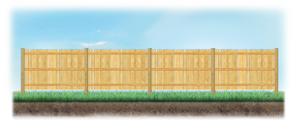 A level fence installed on level ground in Houston, Texas
