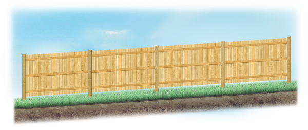 Racked fence on sloped ground in Houston Texas